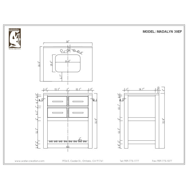 Water Creation Madalyn30EF Espresso Single Sink Bathroom Vanity And Faucet