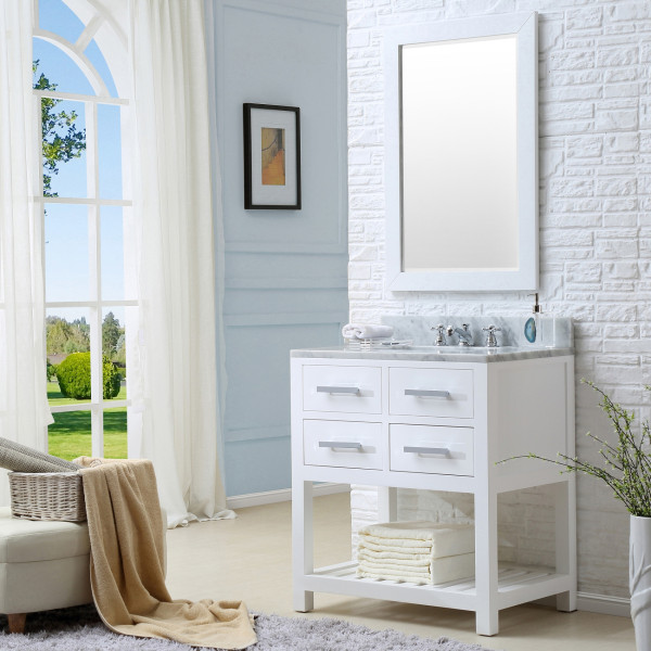 Water Creation Madalyn30WBF Single Sink Bathroom Vanity with Mirror &Faucet