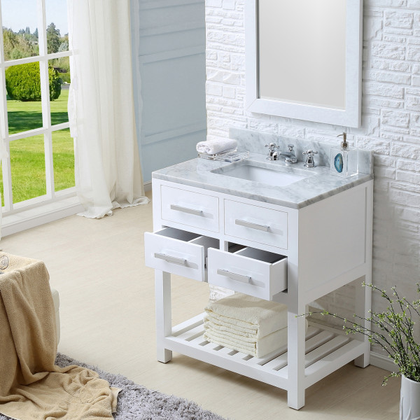 Water Creation Madalyn30WBF Single Sink Bathroom Vanity with Mirror &Faucet