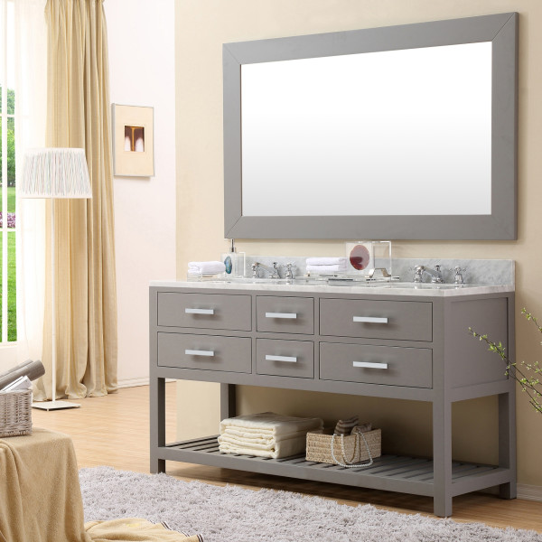 Water Creation Madalyn60G 60" Cashmere Grey Double Sink Bathroom Vanity