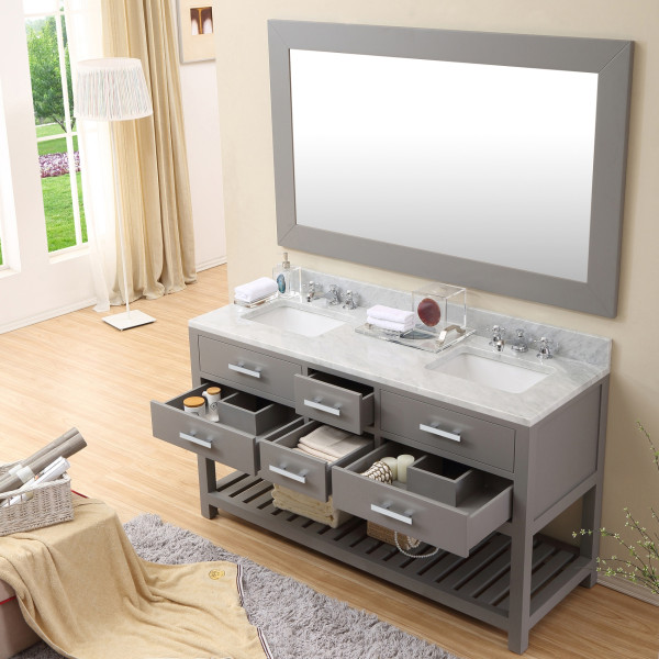 Water Creation Madalyn60G 60" Cashmere Grey Double Sink Bathroom Vanity