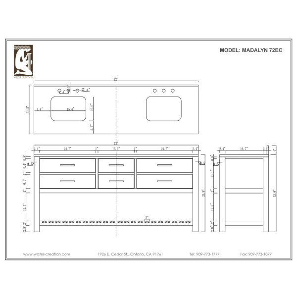 Water Creation Madalyn72.C 72” Double Bath Vanity With 2 Matching Mirrors