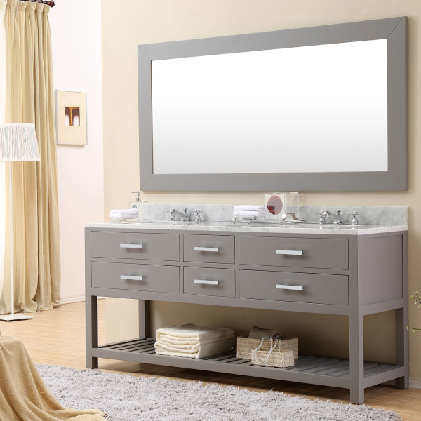 Water Creation Madalyn72GF Grey Double Sink Bathroom Vanity And Faucet