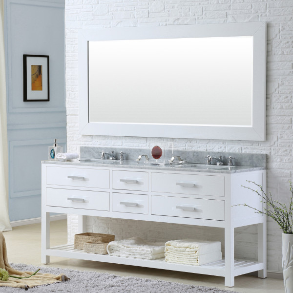 Water Creation Madalyn72WBF Double Sink Bath Vanity with Mirror & Faucet