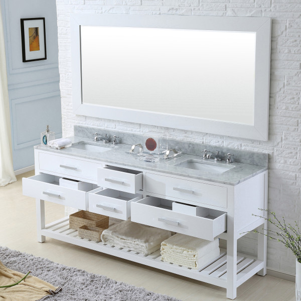 Water Creation Madalyn72WBF Double Sink Bath Vanity with Mirror & Faucet