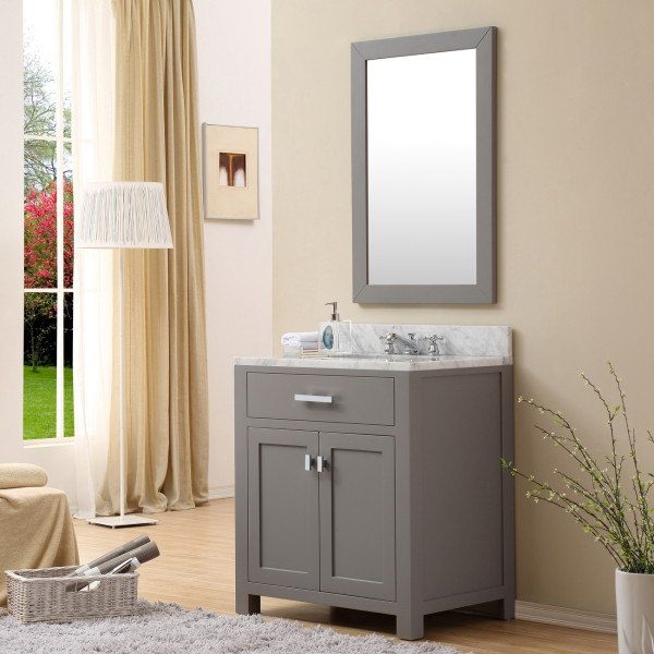 Water Creation Madison30GF Single Sink Vanity With Faucet In Cashmere Grey