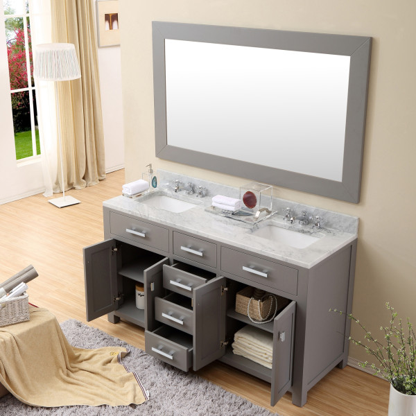 Water Creation Madison60GF Faucet Included Double Sink Bath Vanity In Grey