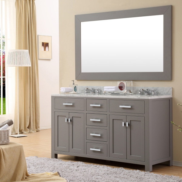 Water Creation Madison60GF Faucet Included Double Sink Bath Vanity In Grey