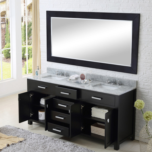 Water Creation Madison72EBF 72" Espresso Sink Vanity with Mirror & Faucet