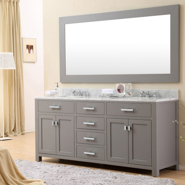 Water Creation Madison72GF 72" Chrome Faucet Included Double Vanity In Grey