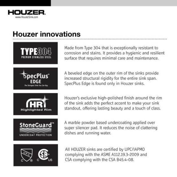 Houzer MGT-4120-C Medallion Series 40" Stainless Steel Undermount Kitchen Sink