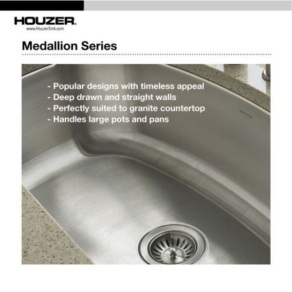 Houzer MGT-4120-C Medallion Series 40" Stainless Steel Undermount Kitchen Sink