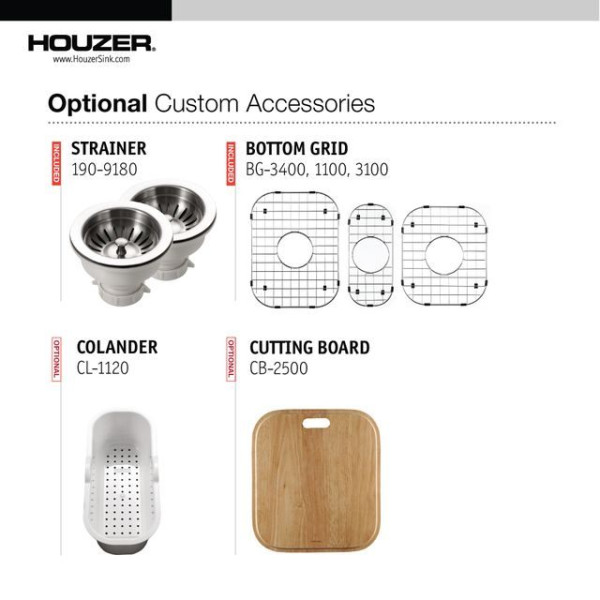 Houzer MGT-4120-C Medallion Series 40" Stainless Steel Undermount Kitchen Sink