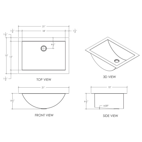 Cantrio Koncepts MS-012 Stainless Steel Undermount Sink with Brushed finish