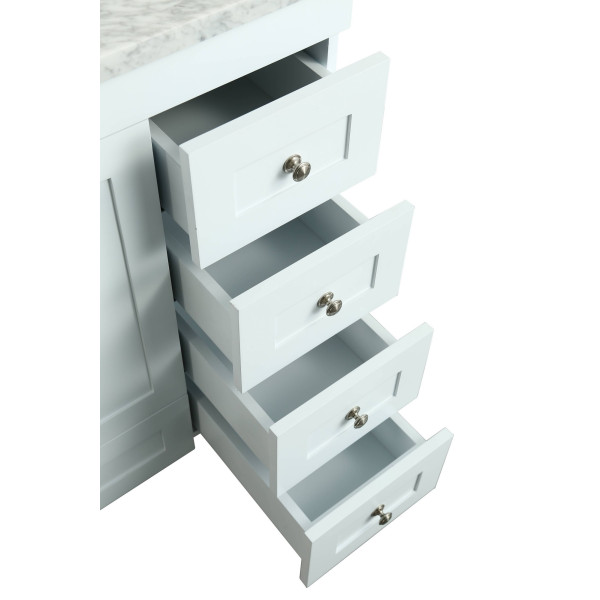 Eviva EVVN69-30 Acclaim C. 30 Inch Transitional Bathroom Vanity with White Carrera Marble Top