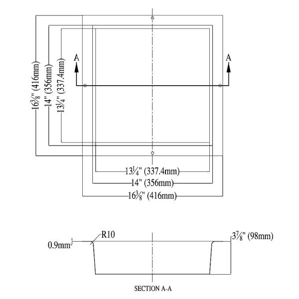 Dawn NI141403 Stainless Steel Square Shower Niche