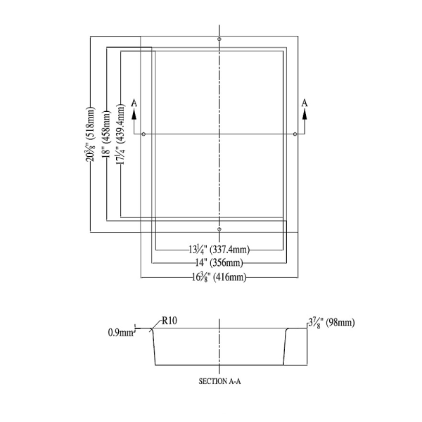 Dawn NI181403 Stainless Steel Shower Niche + One Stainless Steel Support Plate