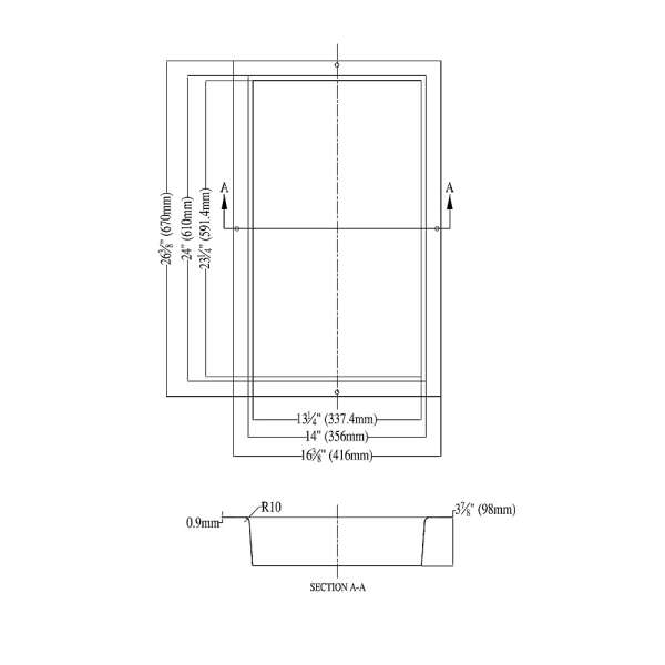 Dawn NI241403 Stainless Steel Shower Niche + One Stainless Steel Support Plate