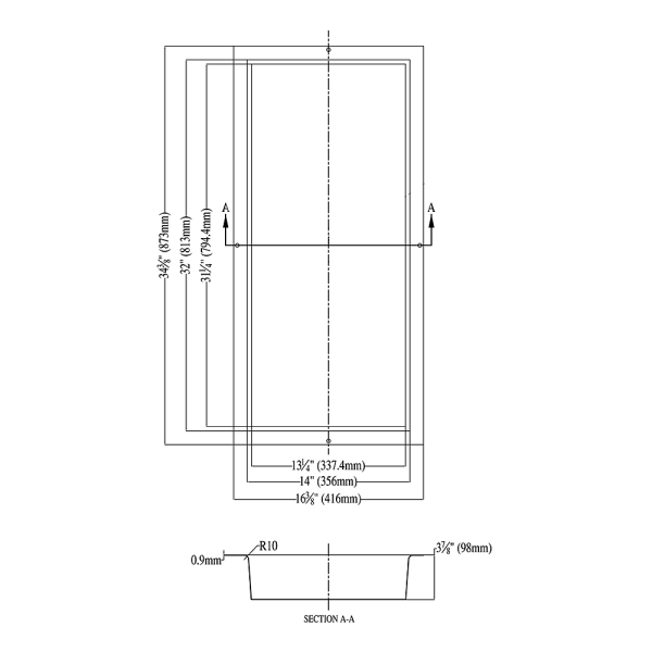 Dawn NI321403 Stainless Steel Shower Niche + One Stainless Steel Support Plate