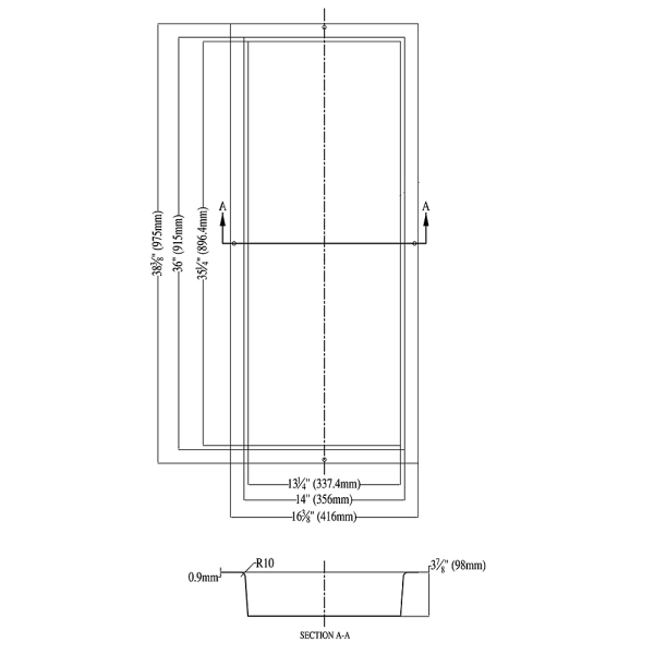 Dawn NI361403 Stainless Steel Shower Niche + One Stainless Steel Support Plate