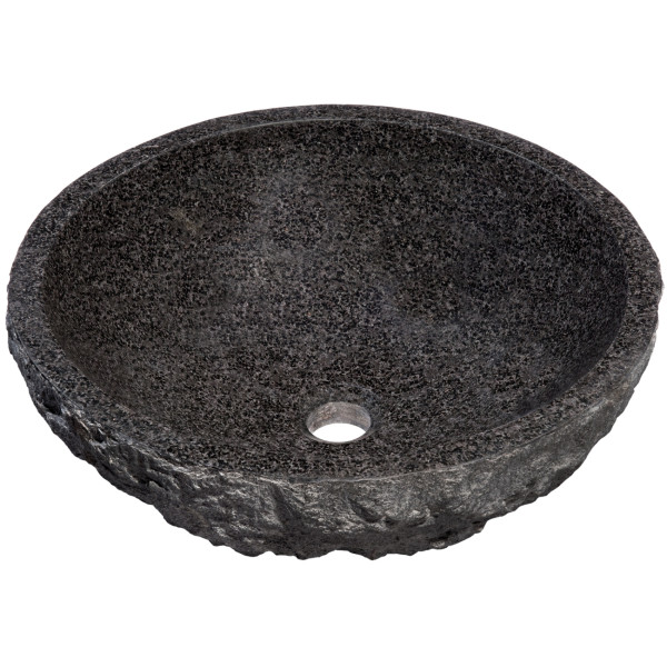 Novatto NOSV-AN 17-Inch Absolute Natural Black Granite Stone Vessel Sink