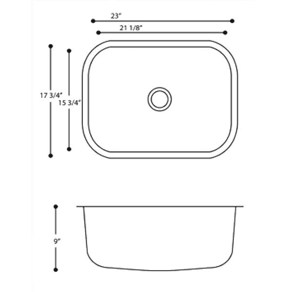 Nantucket NS09i 23" Stainless Steel Undermount Single Bowl Kitchen Sink