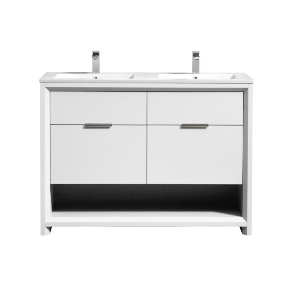 KubeBath NUDO48D NUDO 48″ Double Sink Modern Bathroom Vanity