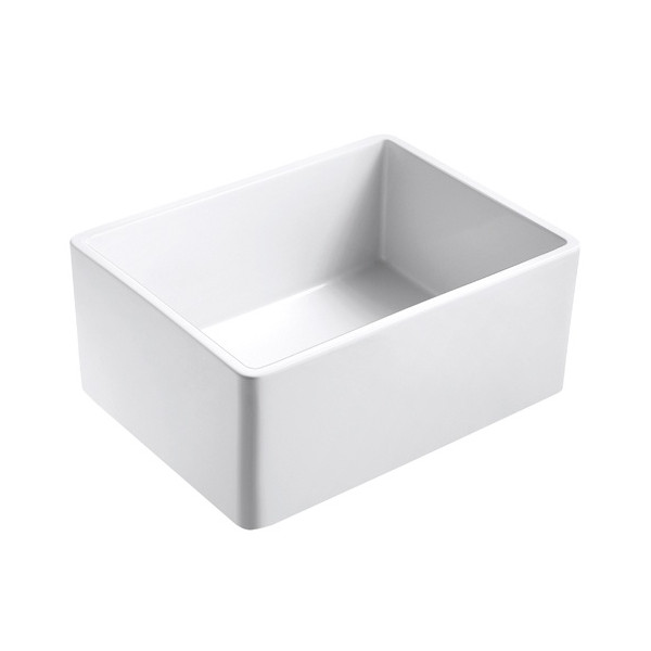 Empire OL24G Olde London Farmhouse Fireclay 24" Kitchen Sink in White with Grid and Strainer