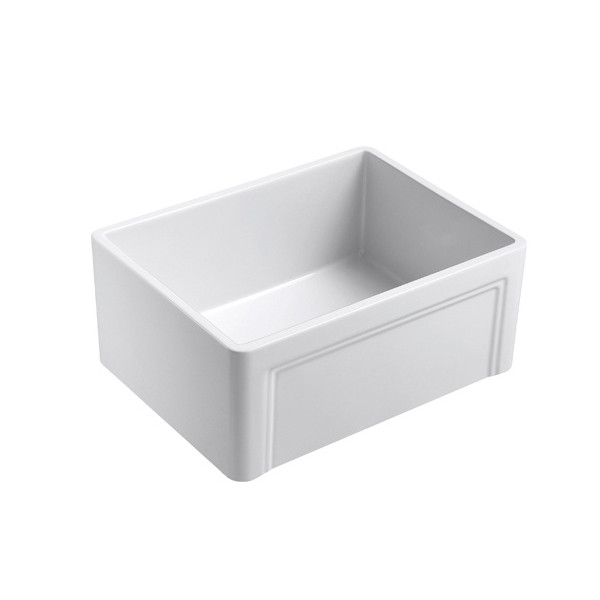 Empire OL24G Olde London Farmhouse Fireclay 24" Kitchen Sink in White with Grid and Strainer