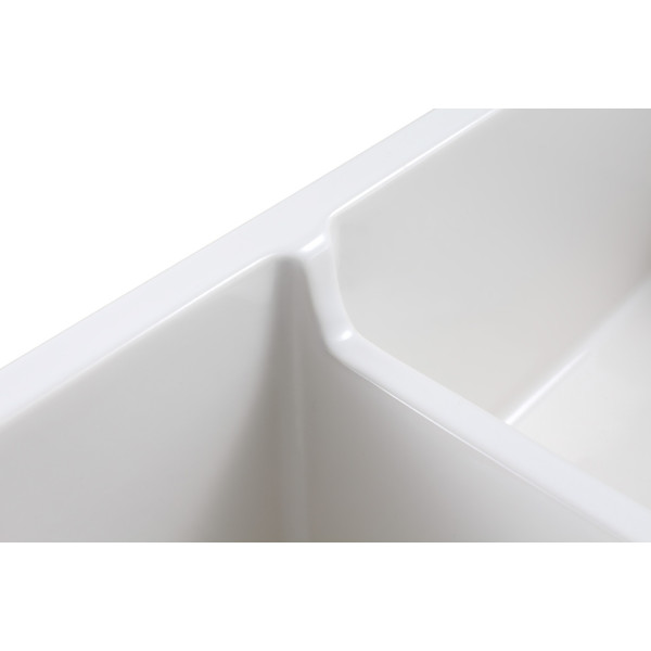 Empire OL33D 33 inch Reversible Front Fireclay Double Bowl Farmhouse Kitchen Sink