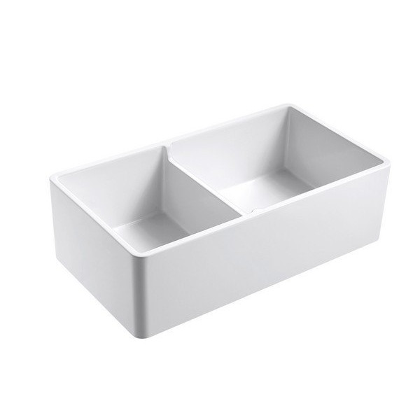 Empire OL33DG Olde London Fireclay 33" Double Bowl Farmhouse Kitchen Sink