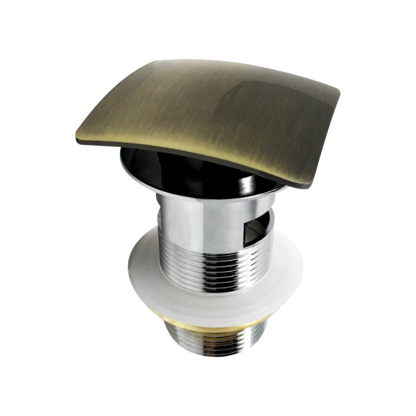 KubeBath P102 Solid Brass Square Pop-Up Drain With Overflow