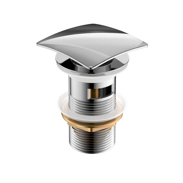 KubeBath P102 Solid Brass Square Pop-Up Drain With Overflow