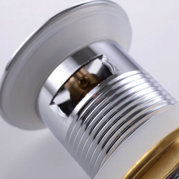 KubeBath P102 Solid Brass Square Pop-Up Drain With Overflow