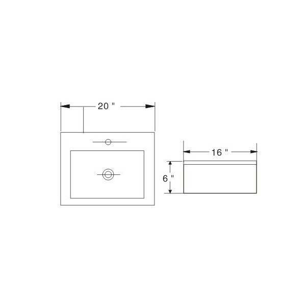 Lenova PAC-02 Square White Above Counter Porcelain Sink With Overflow