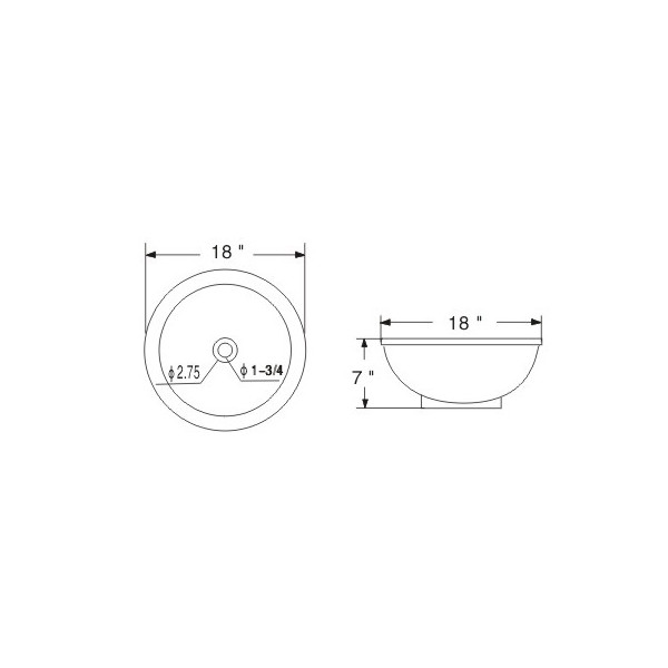 Lenova PAC-04 Round White Bahtroom Porcelain Sink With Overflow 17 X 17