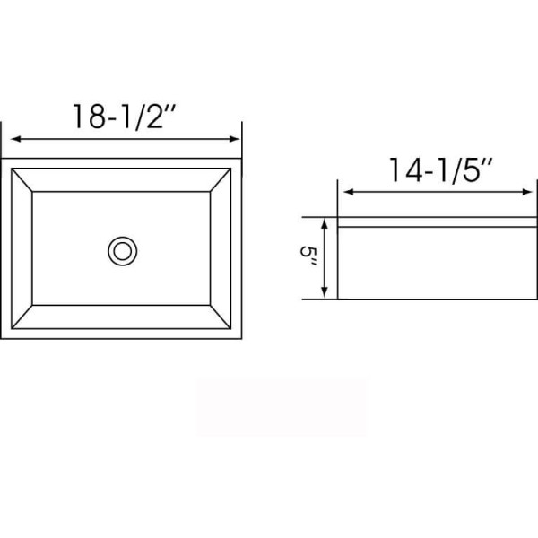 Lenova PAC-06 Rectangle White Porcelain Sink Above Counter 18 7/8 X 14 1/2