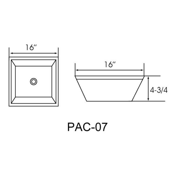 Lenova PAC-07 Square White Porcelain Sink Above Counter 16 1/2 X 16 1/2