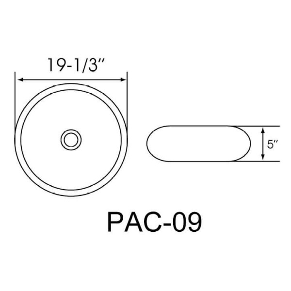 Lenova PAC-09 Round White Porcelain Sink Above Counter 19 1/2 X 19 1/2