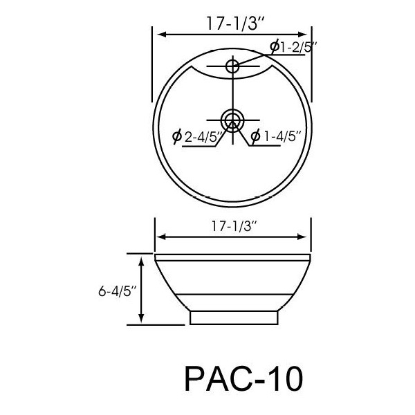 Lenova PAC-10 Round White Bahtroom Porcelain Sink With Overflow Above Count