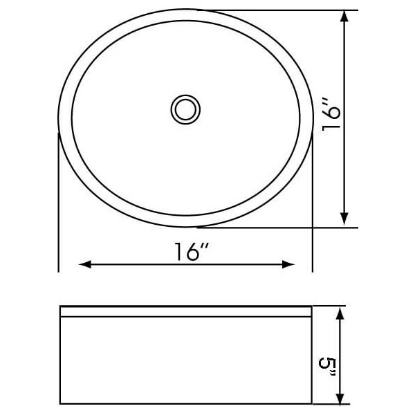 Lenova PAC-11 Designed Round Porcelain Sink Above Counter 16 X 16