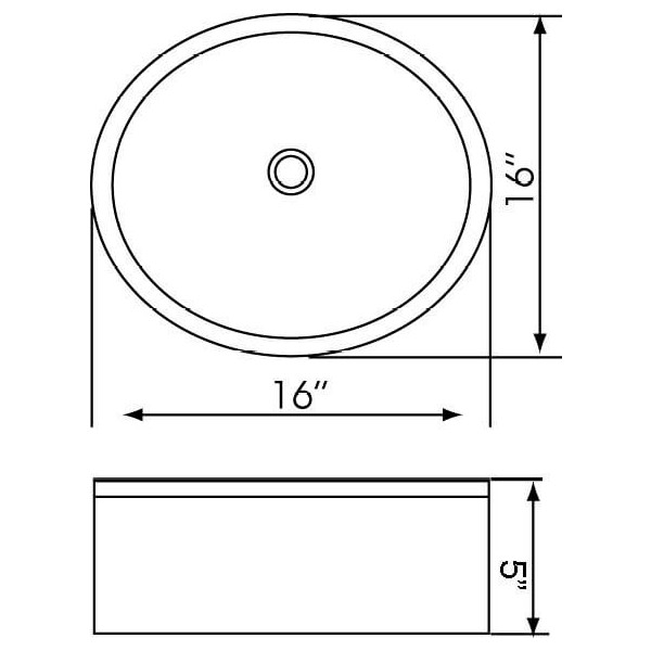Lenova PAC-12 Designed Round Porcelain Sink Above Counter 16 X 16