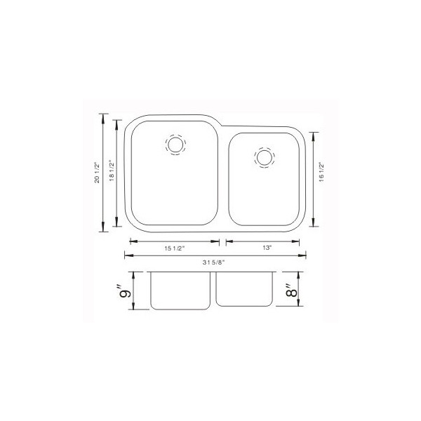 Lenova PC-SS-CL-D2L-16 Perma Clean Stainless Steel Double Bowl 16 Gauge