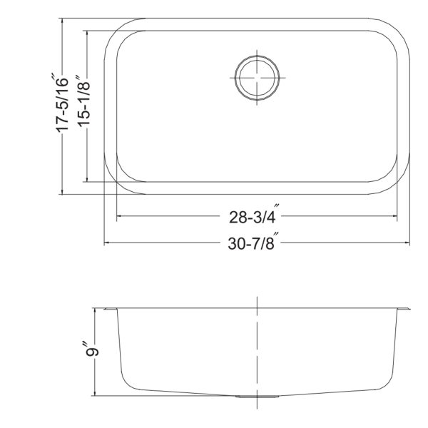 Houzer PCG-3600 Porcela Series Undermount Large Single Bowl Kitchen Sink