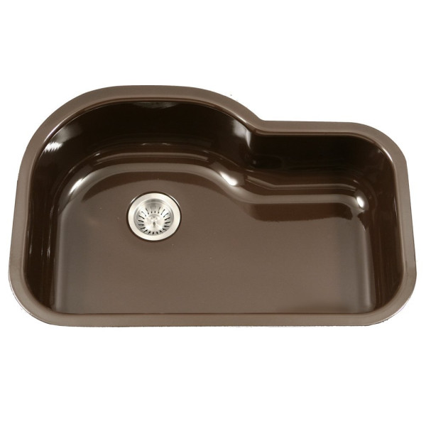 Houzer PCH-3700 Porcela Porcelain Undermount Offset Single Bowl Kitchen Sink