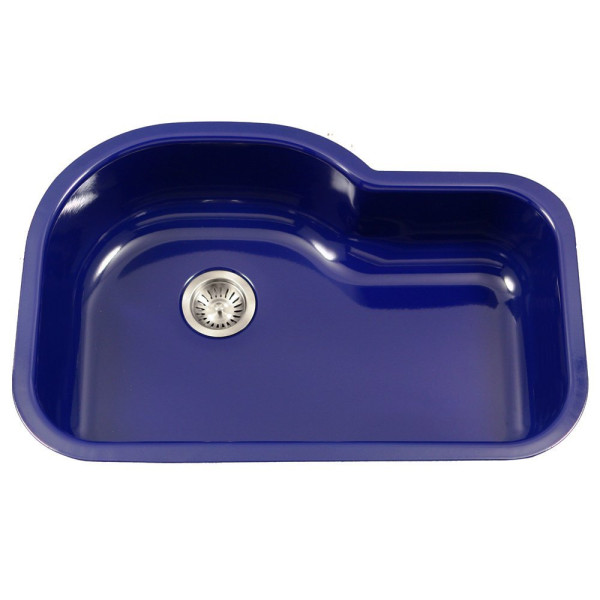 Houzer PCH-3700 Porcela Porcelain Undermount Offset Single Bowl Kitchen Sink