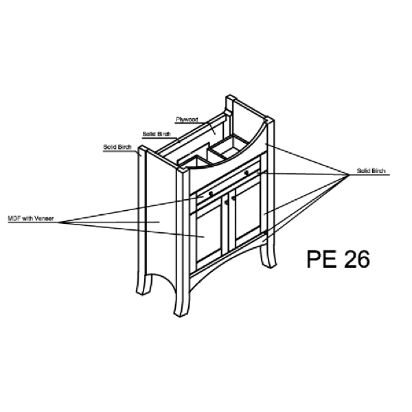 Empire PE26 Petite Empress 26" Narrow Depth Bathroom Vanity