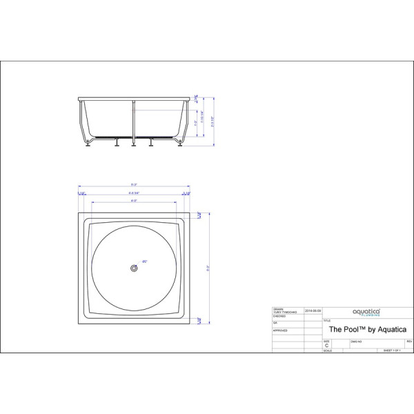 Aquatica Pool-Wht Freestanding Black Wood Panel Frame Bathtub in White