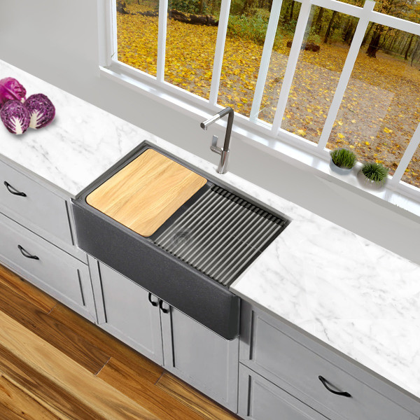 Nantucket Sinks PR3020-APS-TI 30" Reversible Granite Composite Apron Sink