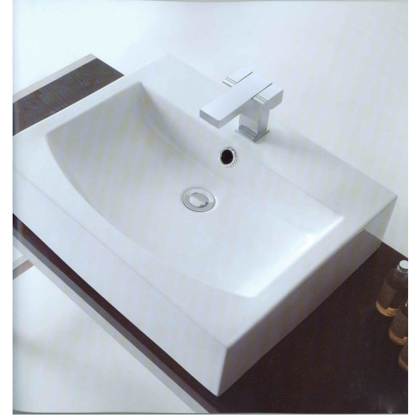 Cantrio Koncepts PS-006 Rectangular Above counter Ceramic with W/ Overflow